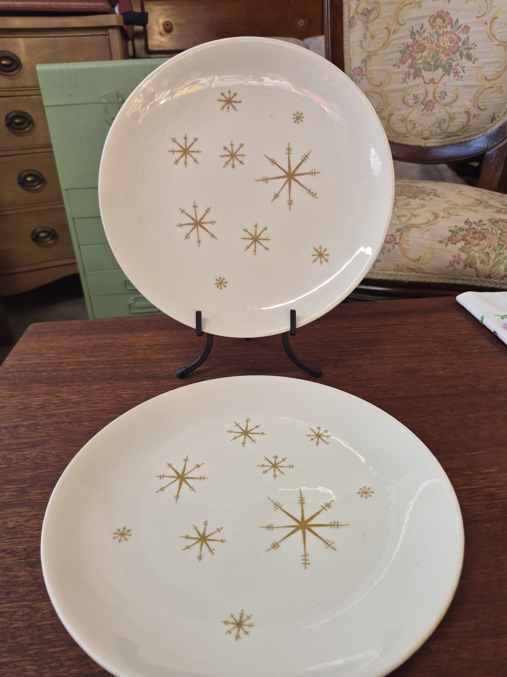 Royal China Star Glow Ironstone MCM Vintage Dish Set. Atomic